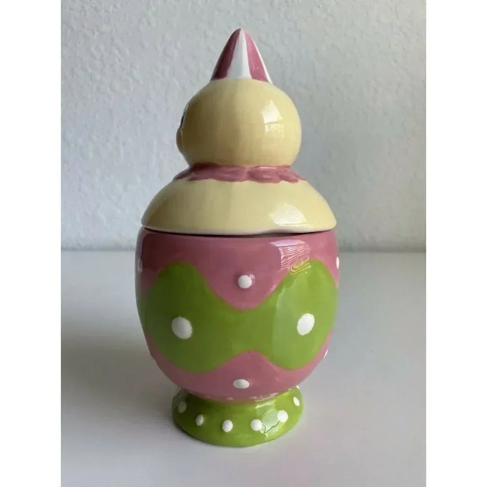 Johanna Parker Carnival Cottage Easter Egg Canister With Chick Topper Ceramic‎